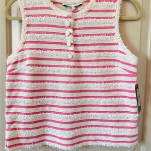 Pink and White Striped Sleeveless Top